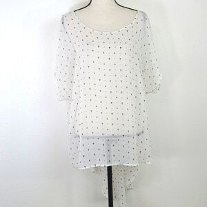 TORRID White w/Black Cross Patterned Sheer Top, size 2